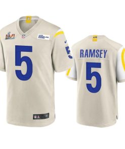 Los Angeles Rams #5 Jalen Ramsey Super Bowl LVI Patch Nike Game NFL Jersey - Bone