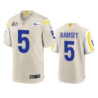 Los Angeles Rams #5 Jalen Ramsey Super Bowl LVI Patch Nike Game NFL Jersey - Bone