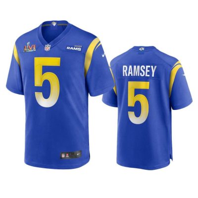 Los Angeles Rams #5 Jalen Ramsey Super Bowl LVI Patch Nike Game NFL Jersey - Royal