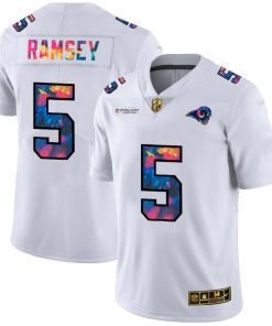 Los Angeles Rams #5 Jalen Ramsey White Nike Multi-Color 2020 NFL Crucial Catch Limited NFL Jersey