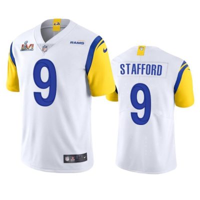 Los Angeles Rams #9 Matthew Stafford Super Bowl LVI Patch Nike Alternate Vapor Limited NFL Jersey - White