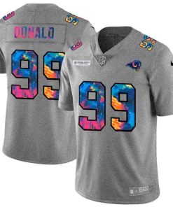 Los Angeles Rams #99 Aaron Donald Nike Multi-Color 2020 NFL Crucial Catch NFL Jersey Greyheather