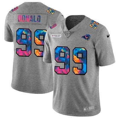 Los Angeles Rams #99 Aaron Donald Nike Multi-Color 2020 NFL Crucial Catch NFL Jersey Greyheather