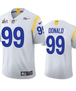 Los Angeles Rams #99 Aaron Donald Super Bowl LVI Patch Nike 2021 Vapor Limited NFL Jersey - White