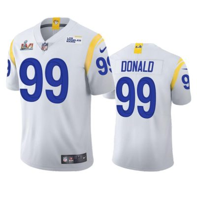 Los Angeles Rams #99 Aaron Donald Super Bowl LVI Patch Nike Vapor Limited NFL Jersey - White