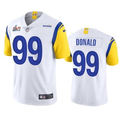Los Angeles Rams #99 Aaron Donald Super Bowl LVI Patch Nike Alternate Vapor Limited NFL Jersey - White