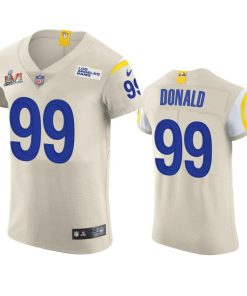 Los Angeles Rams #99 Aaron Donald Super Bowl LVI Patch Nike Vapor Elite Player NFL Jersey - Bone