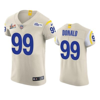 Los Angeles Rams #99 Aaron Donald Super Bowl LVI Patch Nike Vapor Elite Player NFL Jersey - Bone