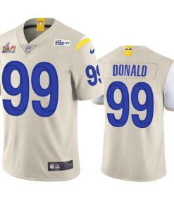 Los Angeles Rams #99 Aaron Donald Super Bowl LVI Patch Nike Vapor Limited NFL Jersey - Bone