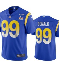 Los Angeles Rams #99 Aaron Donald Super Bowl LVI Patch Nike Vapor Limited NFL Jersey - Royal