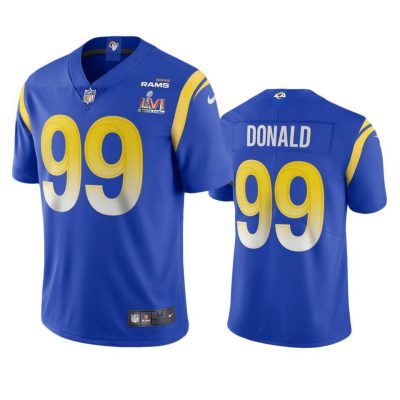 Los Angeles Rams #99 Aaron Donald Super Bowl LVI Patch Nike Vapor Limited NFL Jersey - Royal