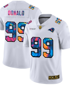 Los Angeles Rams #99 Aaron Donald White Nike Multi-Color 2020 NFL Crucial Catch Limited NFL Jersey