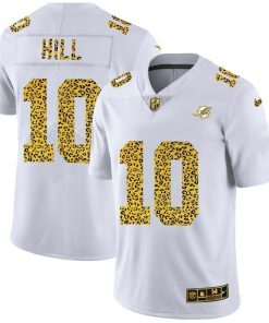 Miami Dolphins #10 Tyreek Hill Nike Flocked Leopard Print Vapor Limited NFL Jersey White
