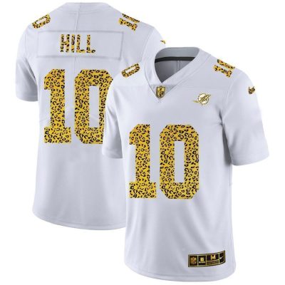 Miami Dolphins #10 Tyreek Hill Nike Flocked Leopard Print Vapor Limited NFL Jersey White