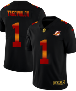 Miami Dolphins #1 Tua Tagovailoa Black Nike Red Orange Stripe Vapor Limited NFL Jersey