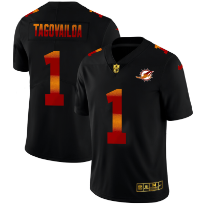 Miami Dolphins #1 Tua Tagovailoa Black Nike Red Orange Stripe Vapor Limited NFL Jersey