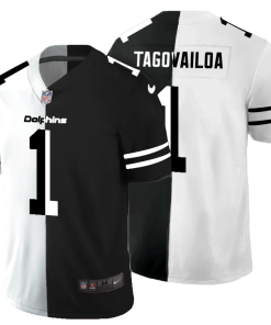 Miami Dolphins #1 Tua Tagovailoa Black V White Peace Split Nike Vapor Untouchable Limited NFL Jersey