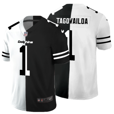 Miami Dolphins #1 Tua Tagovailoa Black V White Peace Split Nike Vapor Untouchable Limited NFL Jersey