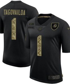 Miami Dolphins #1 Tua Tagovailoa Nike 2020 Salute To Service Camo Limited NFL Jersey Black