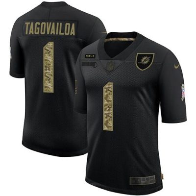 Miami Dolphins #1 Tua Tagovailoa Nike 2020 Salute To Service Camo Limited NFL Jersey Black