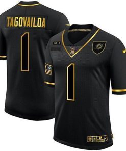 Miami Dolphins #1 Tua Tagovailoa Nike 2020 Salute To Service Golden Limited NFL Jersey Black