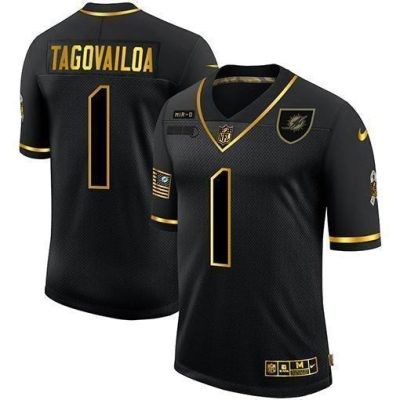 Miami Dolphins #1 Tua Tagovailoa Nike 2020 Salute To Service Golden Limited NFL Jersey Black
