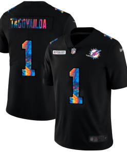 Miami Dolphins #1 Tua Tagovailoa Nike Multi-Color Black 2020 NFL Crucial Catch Vapor Untouchable Limited Jersey
