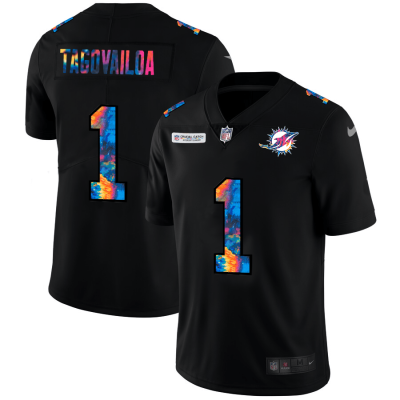 Miami Dolphins #1 Tua Tagovailoa Nike Multi-Color Black 2020 NFL Crucial Catch Vapor Untouchable Limited Jersey