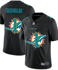 Miami Dolphins #1 Tua Tagovailoa Nike Team Logo Dual Overlap Limited NFL Jersey Black