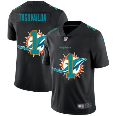 Miami Dolphins #1 Tua Tagovailoa Nike Team Logo Dual Overlap Limited NFL Jersey Black