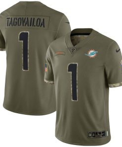 Miami Dolphins #1 Tua Tagovailoa Nike 2022 Salute To Service Limited Jersey - Olive