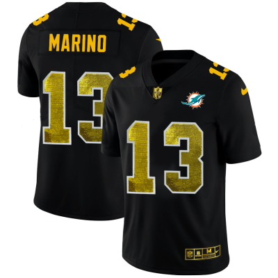 Miami Dolphins #13 Dan Marino Black Nike Golden Sequin Vapor Limited NFL Jersey