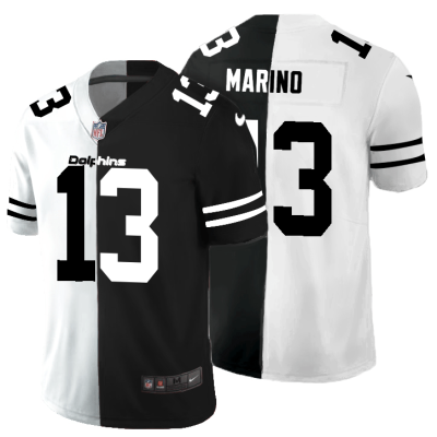 Miami Dolphins #13 Dan Marino Black V White Peace Split Nike Vapor Untouchable Limited NFL Jersey
