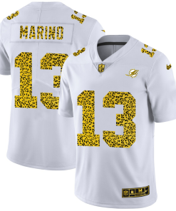 Miami Dolphins #13 Dan Marino Nike Flocked Leopard Print Vapor Limited NFL Jersey White