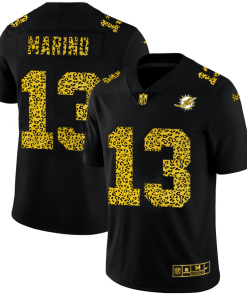 Miami Dolphins #13 Dan Marino Nike Leopard Print Fashion Vapor Limited NFL Jersey Black