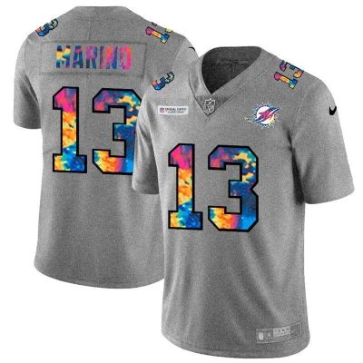 Miami Dolphins #13 Dan Marino Nike Multi-Color 2020 NFL Crucial Catch NFL Jersey Greyheather