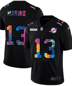 Miami Dolphins #13 Dan Marino Nike Multi-Color Black 2020 NFL Crucial Catch Vapor Untouchable Limited Jersey