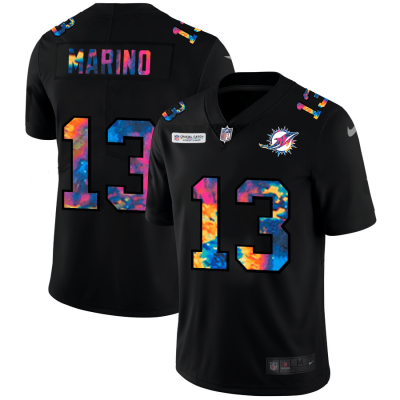 Miami Dolphins #13 Dan Marino Nike Multi-Color Black 2020 NFL Crucial Catch Vapor Untouchable Limited Jersey