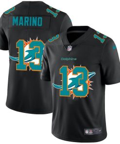 Miami Dolphins #13 Dan Marino Nike Team Logo Dual Overlap Limited NFL Jersey Black