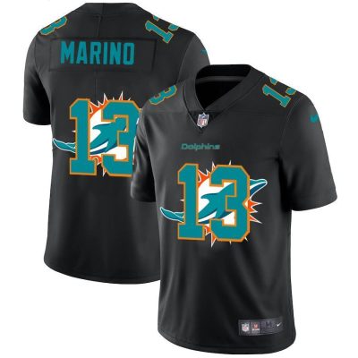 Miami Dolphins #13 Dan Marino Nike Team Logo Dual Overlap Limited NFL Jersey Black