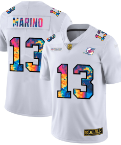 Miami Dolphins #13 Dan Marino White Nike Multi-Color 2020 NFL Crucial Catch Limited NFL Jersey