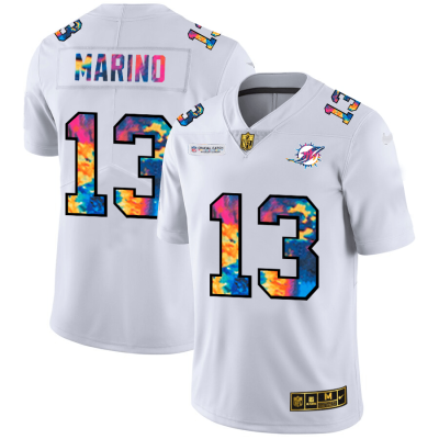 Miami Dolphins #13 Dan Marino White Nike Multi-Color 2020 NFL Crucial Catch Limited NFL Jersey