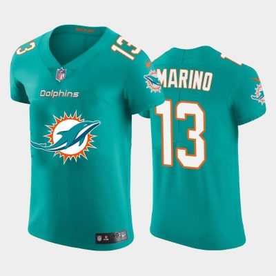 Miami Dolphins #13 Dan Marino Aqua Green Nike Big Team Logo Elite NFL Jersey