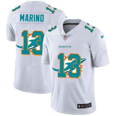 Miami Dolphins #13 Dan Marino White Nike Team Logo Dual Overlap Limited NFL Jersey