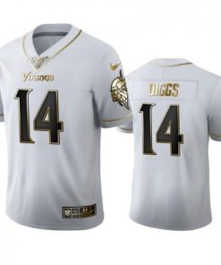Minnesota Vikings #14 Stefon Diggs Nike White Golden Edition Vapor Limited NFL 100 Jersey