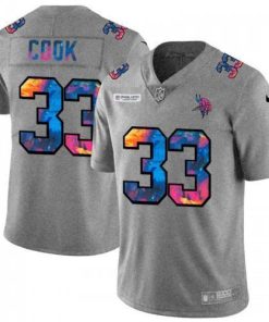 Minnesota Vikings #33 Dalvin Cook Nike Multi-Color 2020 NFL Crucial Catch NFL Jersey Greyheather