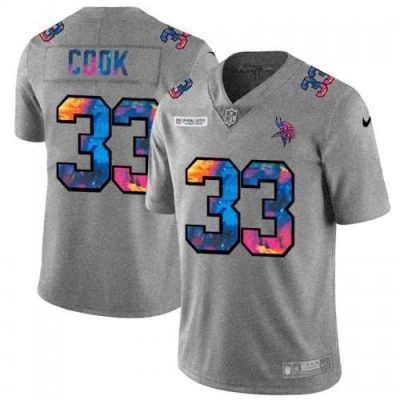 Minnesota Vikings #33 Dalvin Cook Nike Multi-Color 2020 NFL Crucial Catch NFL Jersey Greyheather