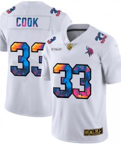 Minnesota Vikings #33 Dalvin Cook White Nike Multi-Color 2020 NFL Crucial Catch Limited NFL Jersey