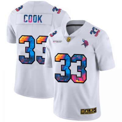 Minnesota Vikings #33 Dalvin Cook White Nike Multi-Color 2020 NFL Crucial Catch Limited NFL Jersey