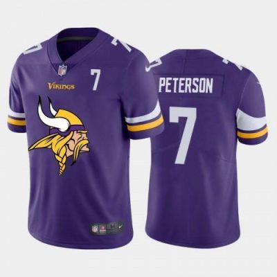 Minnesota Vikings #7 Patrick Peterson Purple Nike Big Team Logo Player Vapor Limited NFL Jersey